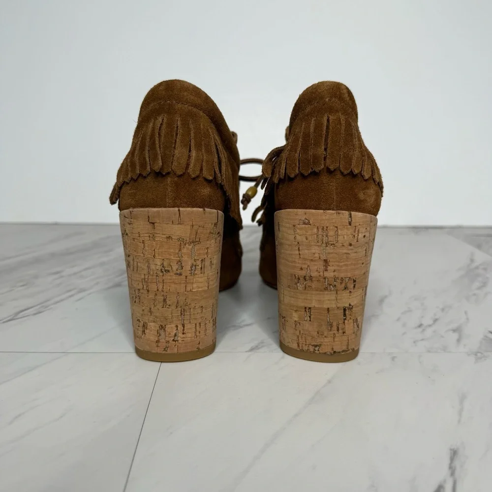 Tory Burch Huntington Fringe Brown Suede Beaded Bootie 5M